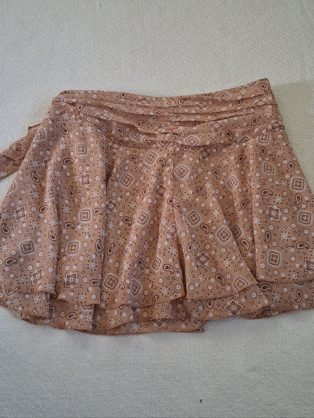 aerie ♡ wrap mini skirt brown paisley extra large lined - Picture 11 of 12